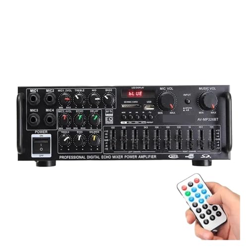 Amplificador de Potencia Bluetooth de 2000 W, Amplificador HiFi, Altavoz, Control Remoto, 2.0 Canales,Reproducción precisa