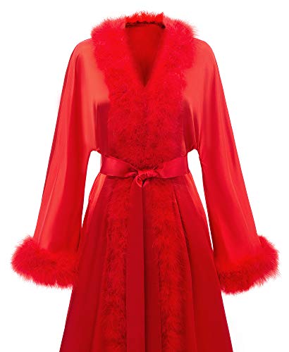 Feather Bridal Robe Silk Satin Luxury Maternity Gown for Photoshoot Wedding Dressing Lingerie Nightgown4