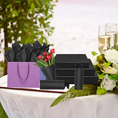 Image of 100 Sheets Black Tissue Paper Artdly 14 x 20 Inches Black Wrapping Paper Bulk for Weddings Birthday DIY Project Christmas (Pack of 3)