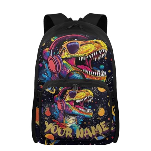 Personized Name Funny Dinosaur Backpack for Boys 12-14 Detachable Customized Name Lunch Bag with Handle for Elementary Middle School