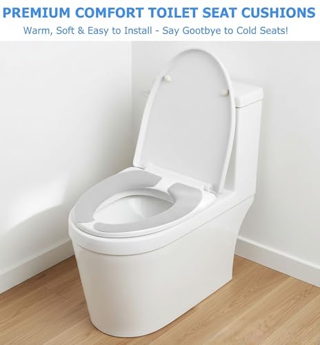 Hunwutef Selbstklebender Toilettensitzbezug, Waschbarer WC-Sitzkissen, Antibakteriell & Warm, Passend für Ovale WC-Sitze