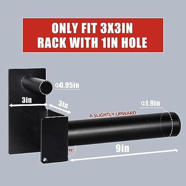 3x3 Weight Plate Holder Attachment, Power Rack Weight Horns for Olympic Weight Plates Storage
