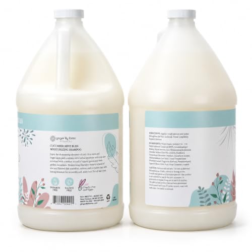 Image of Ginger Lily Farms Botanicals Shampoo, 128oz /4pk, Cucumber Mint Bliss | 100% Vegan & Cruelty-Free | Moisturizing Shampoo for All Hair Types | Refill Size
