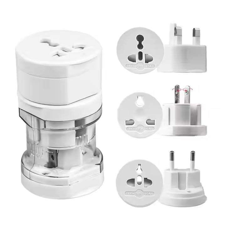 SeCro International Universal All in One Worldwide Travel Adapter Wall Charger AC Power Plug Adapter for USA EU UK AUS European Cell Phone Laptop White (Round Adapter)-image-40