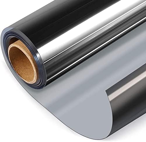 HOME13™ Window Film One Way Daytime Privacy Static Cling Sun Blocking Anti UV Reflective Window Tint for Home and Office, Black-Silver (20 x 200 inch)