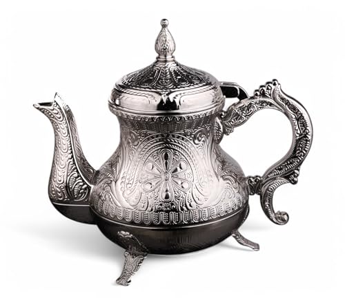 Alisveristime Decorative Zamac Pitcher – Vintage Ottoman-Style Teapot, Ornate Metal Design (7.9 x 7.9 x 5.1 in, 1.85 lbs, 28.7 fl oz) (Silver) Alisveristime Decorative Zamac Pitcher – Vintage Ottoman-Style Teapot, Ornate Metal Design (7.9 x 7.9 x 5.1 in, 1.85 lbs, 28.7 fl oz) (Silver)