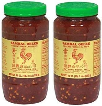 Sambal Oelek Ground Fresh Chili Paste (Large 18 oz Jars) 2 Pack