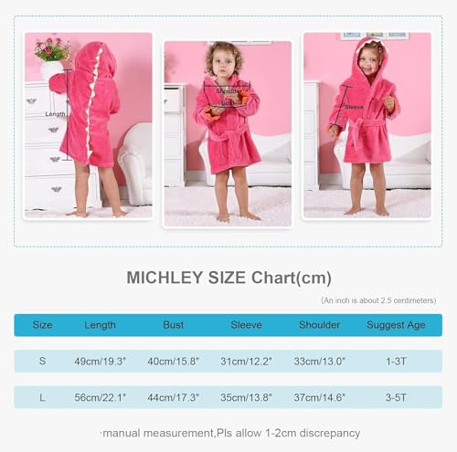 Image of MICHLEY Girls Boys Robe Cotton Towel Baby Dinosaur Style Hooded Bathrobe