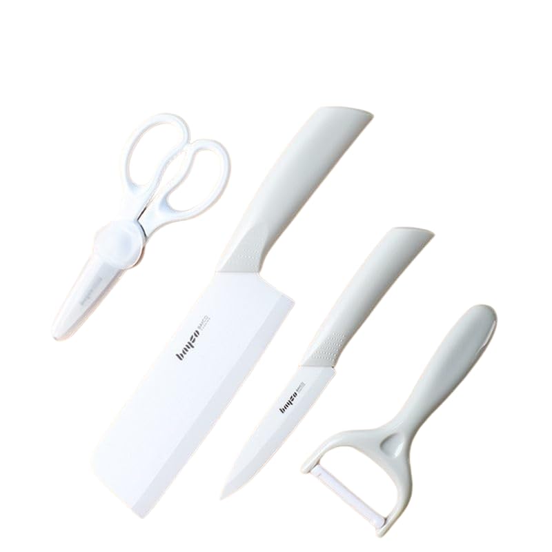 Image of INKULTURE Stainless Steel Kitchen Knife Set, Meat Knife,Professional Chef's Knife Set, Sharp Blade with Ergonomic Handle for Home Kitchen and Restaurant | Pack of 04 | White