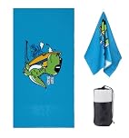 DJDEA Kids Microfibre Beach Towel Dinosaurs 70x140cm, Soft Quick Dry Absorbent Swimming Towel with Net Bag for Beach Pool Spa Gym