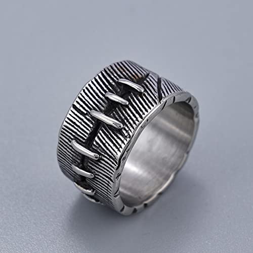 PAMTIER Unisex Stainless Steel Vintage Punk Non-mainstream Stitch Shape Finger Ring Diablo Style3