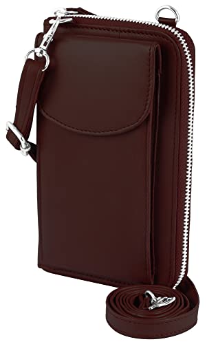 Sac à bandoulière en cuir bordeaux Akzent, petit sac élégant unisexe avec portefeuille intégré