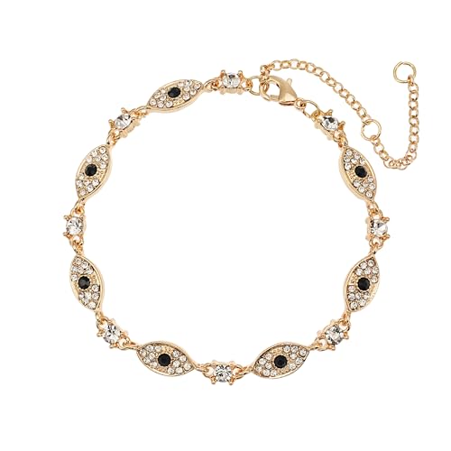 Evil Eye Bracelet for Women, Gold Tree of Life Adjustable Bracelet with Cubic Zirconia, Protection Jewelry for Everyday Wear