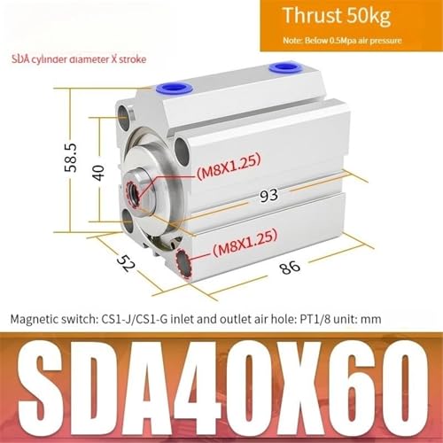 Cylindre pneumatique compact SDA40 pour optimiser les espaces restreints