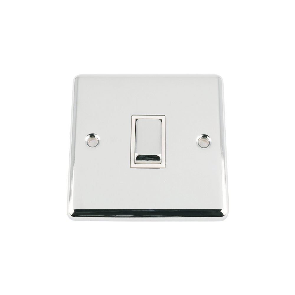 A5 Products Silver 10A Intermediate Switch 1 Gang Polished Chrome - Classic - White Insert Metal Rocker Switch