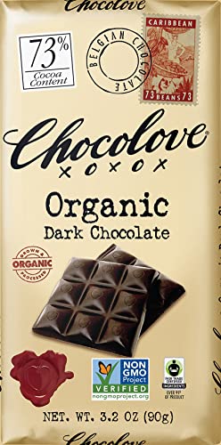 Chocolove Organic Dark Chocolate, 73% Cacao | 12 Pack | Non Gmo, Rainforest Alliance Certified Cacao | 3.2Oz Bar #TOP20