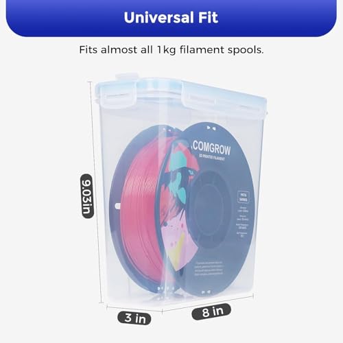 Image of Comgrow 3D Printer Filament Storage Box, 6PCS DIY Filament Container for 3D Printing Sealing and Protection, Portable Storage Box with Desiccants Thermo-Hygrometer and Bearings 4.0L