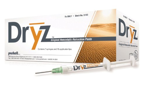 Parkell S180 Dryz Gingival Hemostatic Retraction Paste Includes 7 Syringes and 15 Applicator Tips