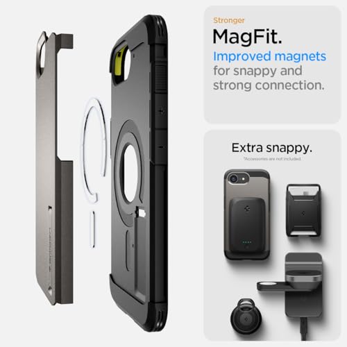 Spigen Tough Armor MagFit AI designed for iPhone 16e case cover (2025) MagSafe compatible - Gunmetal