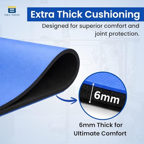 Image of Btag Premium TPE Yoga Mat for Women & Men | Anti-Slip Exercise & Gym Mat for Home Workouts | Lightweight & Durable | 6 mm (Blue)