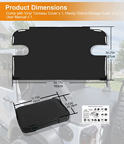 Tonneau Cover For Jeep Wrangler Jk Unlimited (2007-2018) 4 Door Rear Vinyl Trunk Cargo Cover, Jeep Tailgate Ton Cover, Summer Door Cover - Black #TOP4