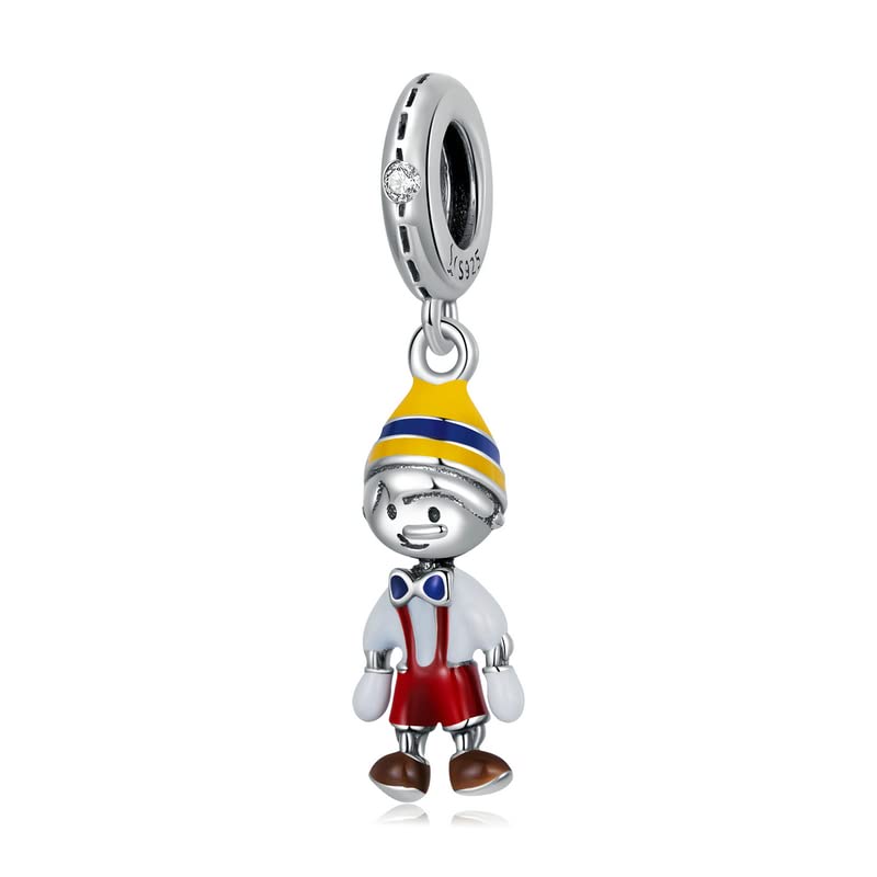 in argento 925 certificato Charm Pinocchio Fiaba Collodi Burattino di Legno Geppetto per Disney ciondolo pendente in argento 925 - Les Folies per Pandora