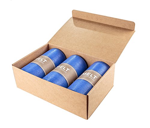 Melt Candle Company Set of 3 Blue Pillar Candles 3" x 6" Navy Unscented Dripless for Weddings Home Decoration Relaxation Spa Church - Thumbnail 2