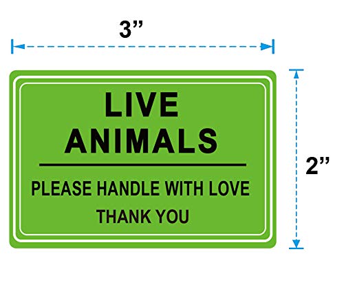 Live Animals Please Handle with Love Stickers 2 X 3 Inch - Fluorescent Green Fragile Shipping Stickers Handling Labels for Shipping and Packing 250 Adhesive Labels (Green, 2 x 3 inch) - Thumbnail 2