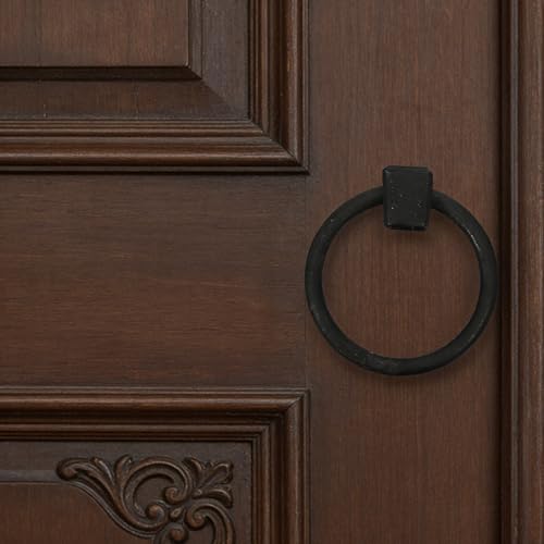 Aldabón de hierro resistente con acabado rústico para puertas principales 7