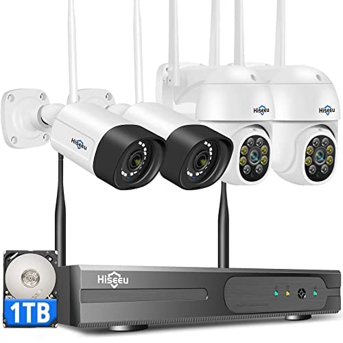 Hiseeu 2K WiFi Security Camera System Outdoor 3MP Dome PTZ Cameras and Bullet Cameras Surveillance Mobile&PC Remote,IP66 Waterproof,Night Vision,7/24/Motion Record,Motion Alert,Two Way Audio Hiseeu 2K WiFi Security Camera System Outdoor 3MP Dome PTZ Cameras and Bullet Cameras Surveillance Mobile&PC Remote,IP66 Waterproof,Night Vision,7/24/Motion Record,Motion Alert,Two Way Audio