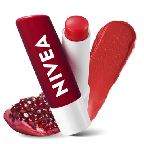 NIVEA Shine Caring Lip Balm, Pomegranate, 4.8G, Red