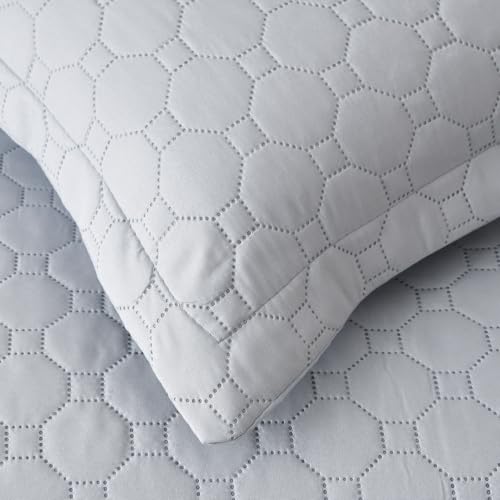 Image of 3 Piece Grey Daybed Cover Twin Size Cozy Daybed Sets Bedding Double Sided Quilting Cover Set Geometric Print Bedspread Coverlet All Season for Twin Bed with 2 Standard Shams,39 inchx75 inch