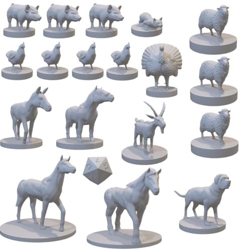 Farm Animals Set for DND Pathfinder RPG Unpainted Resin 3D