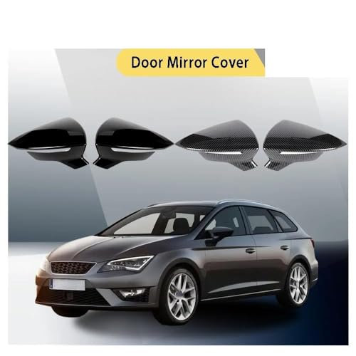 Coque rétroviseur Seat Leon MK3 2014-2019 aspect miroir noir brillant résistant
