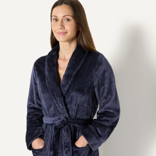 Image of Amazon Essentials Women's Mid-Length Plush Bath Robe, Loungewear (Available in Plus Size)
