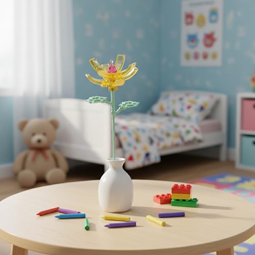 Image of STEM Freesia Flower Building Blocks Set (93 Pcs, 12-in-1) | DIY Flower Pen Stand Kit for Kids 6+ Years (Boys & Girls) | Creative Craft & Learning Toy | Ideal Gift for Kids