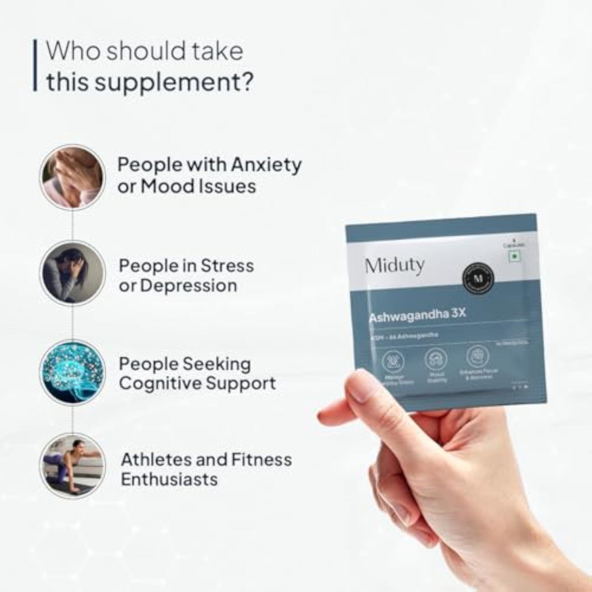 Miduty Ashwagandha 3X Supplement, 500 Mg Serving
