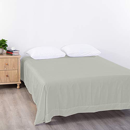 BEDSUM California King Microfiber Flat Bed Sheet Only, Luxury 1800 Thread Count Wrinkle and Fade Resistant Bedding Top Sheet, Light Grey