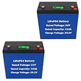 SSCYHT Batería LiFePO4 24 V y 12 Ah Batería Litio 12 Ah Baterías Ciclo Profundo 24 V Baterías Repuesto para energía Solar,24v12ah 2pack