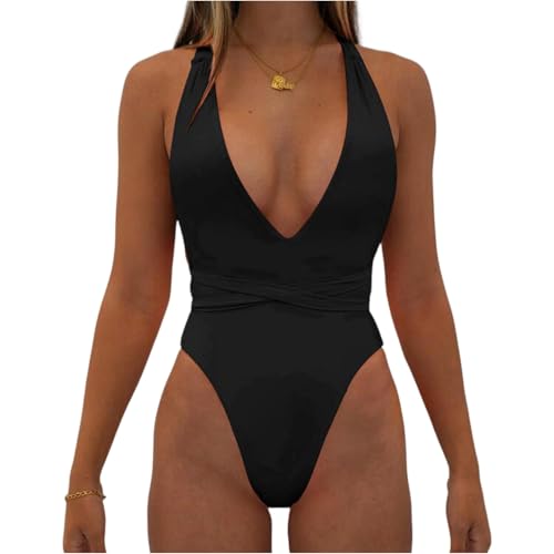 uxxnjfg Bañadores Mujer Reductores Talla Grande Bañador Vientre Plano Sexy con Aros Trajes De Baño Mujer 2025 Natacion Deportivo Vikinis Menstrual Elegante Beachwaer Negro M