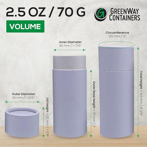GreenWay 2.5oz / 70g Kraft Paperboard Deodorant Tubes with Lids - 25 Pack Solid Perfume Tubes Refillable DIY Cosmetic Containers - Brown3