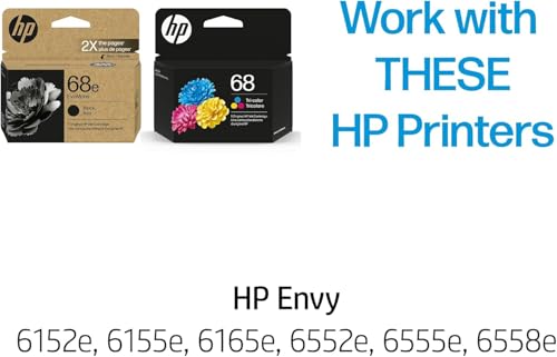 Image of HP Original 68e EvoMore High Yield Black / 68 Tri-Color Ink Cartridges (2-Pack) | Works Envy 6152e, 6155e, 6552e, 6555e, 6558e | C84QXTN