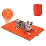 BDEUS 51x35In Extra Large Size Outdoor Dog Bed, Waterproof & Portable Camping Travel Pet Mat, Easy to Clean, Washable Odor Resistant Pet Cooling Pad (Orange)