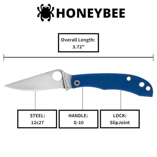 Spyderco Honeybee Folding Pocket Knife with 1.6" 12c27 Steel Blade and G-10 Handle - EDC Knife for Men and Women, Perfect for Hunting, Tactical, Camping, Survival, Hiking - PlainEdge - C137GBLP - Image 4