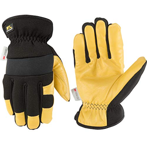 Limited Stock Men's Hybrid Leather Palm Winter Work Gloves, Extra Large (Wells Lamont 3223), saddletan/black