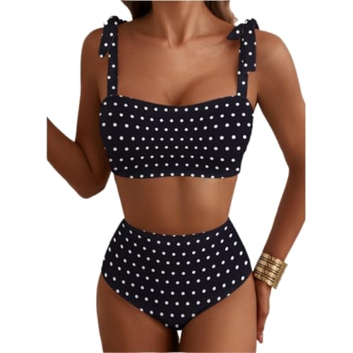 Bikini 2 pièces taille haute pour vos vacances d'été à la plage en taille XL noir