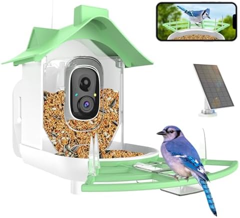 Bird Feeder with Camera with AI Identify Birds Species Solar Panel, Smart Bird House with Cam, 2K Live View, Instant Arrival Alerts