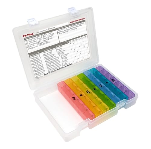Image of 7 Times a Day Weekly Pill Box Organizer Case, Secure 7X Pillbox with Medication Schedule, Includes Premium Lifetime Subscription to Medisafe App (7 Time-a-Day)