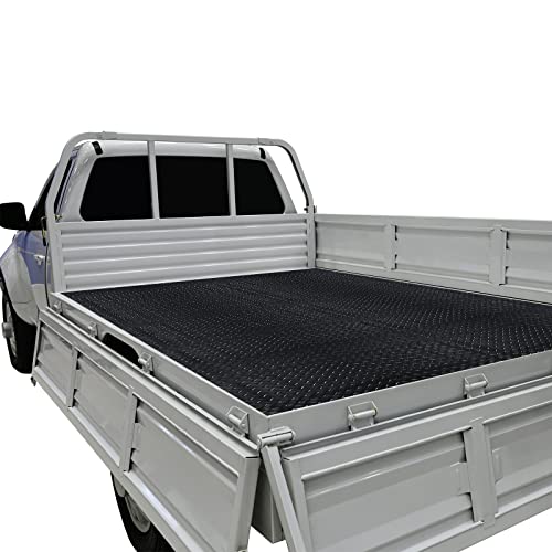 Truck Bed Mat Liner Bed Liner Cargo Universal Heavyweight Utility Bed Mat Durable Weather Protection for Truck Cargo Van SUV Pickup Accessories Trim to Fit Design Black Thick, 4.1 Feet x 8.2 Feet
