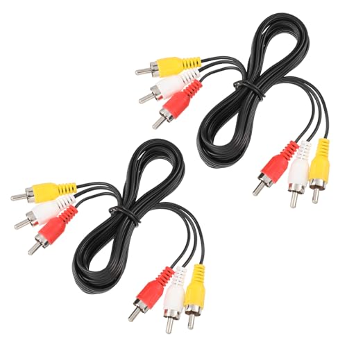 2 Pcs 5FT RCA Audio Video Composite Cable, AV Cable Red/White/Yellow 3 Male to 3 Male for TV, DVD, VCR, Projector, Amplifier, Speaker, Satellite, Home Theater Receivers